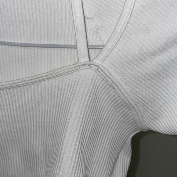 White Sports Athletic Bralette Long sleeve crop Top - Picture 2 of 3